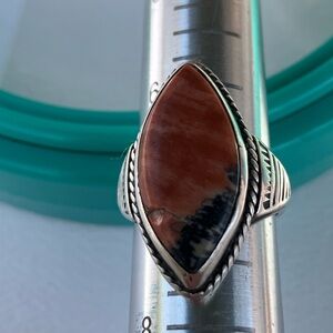 Antique Sterling Silver and Rhodochrosite Ring
